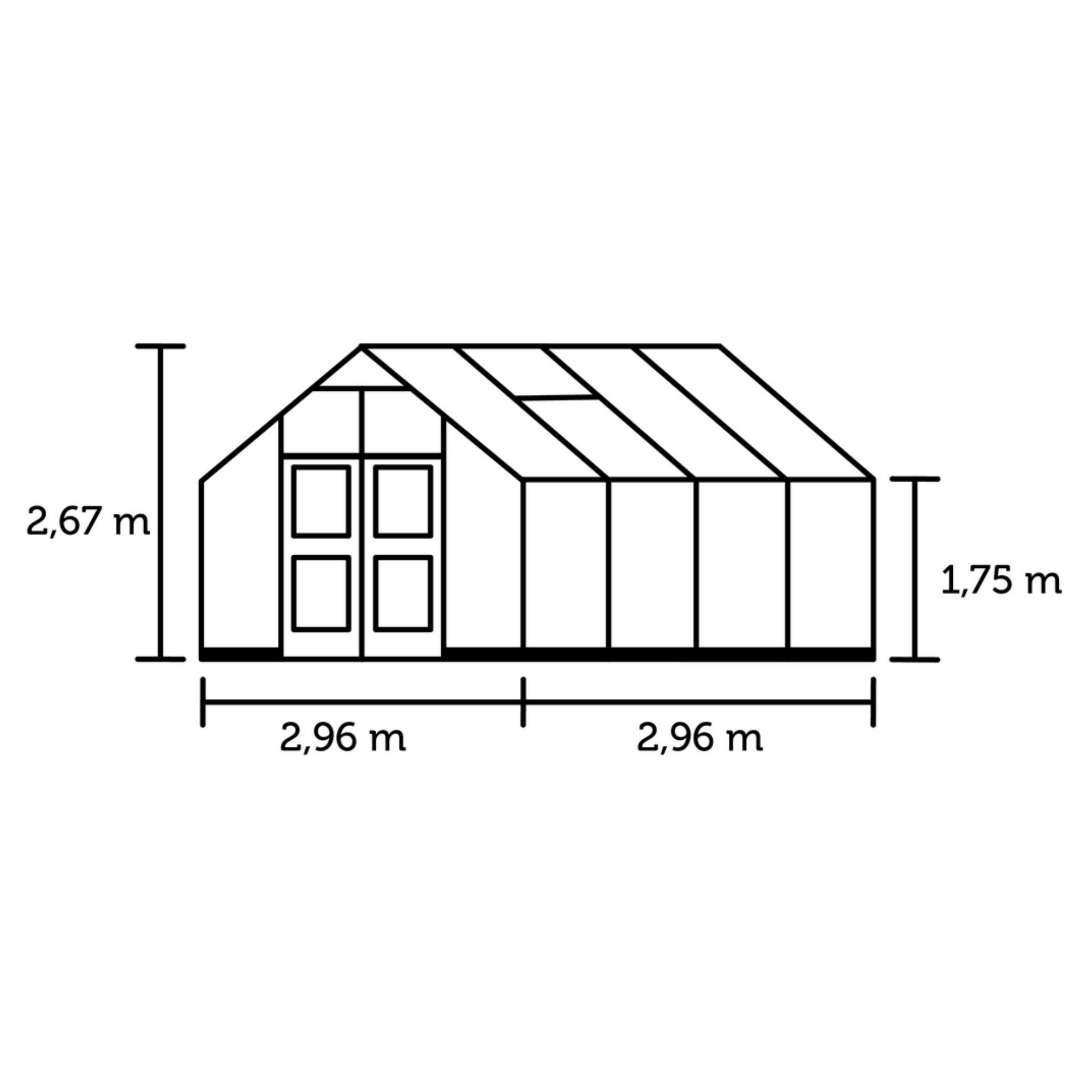 Gewächshaus 'Premium' 8,8 m² 296 x 296 cm 3 mm Sicherheitsglas anthrazit/schwarz + product picture