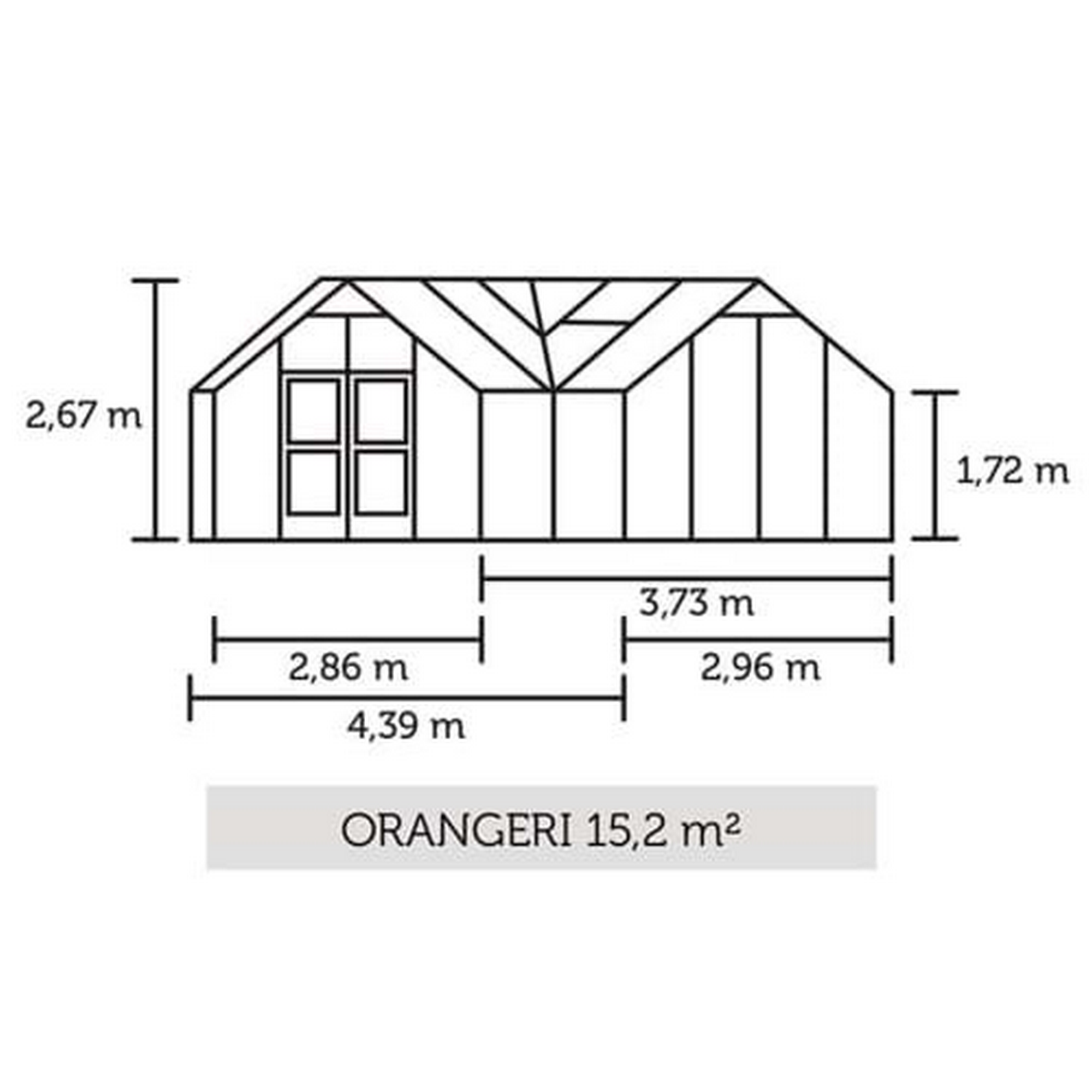 Gewächshaus 'Orangerie' 15,2 m² 439 x 373 cm 3 mm Sicherheitsglas anthrazit/schwarz + product picture