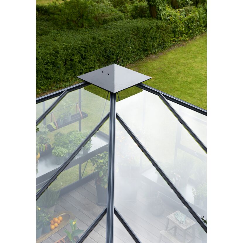 Gewächshaus mit geöffnetem Dachfenster