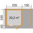 Gartenhaus mit 20,2 m³ Rauminhalt und Maßen