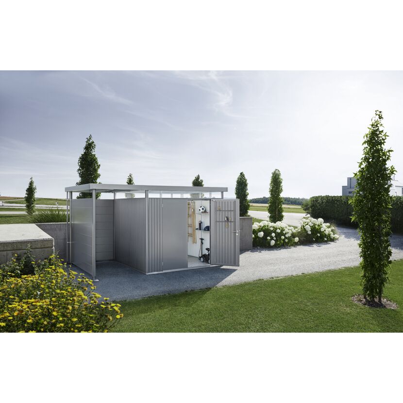 Gerätehaus 'HighLine 3' mit Doppeltür 275 x 235 cm Quarzgrau metallic