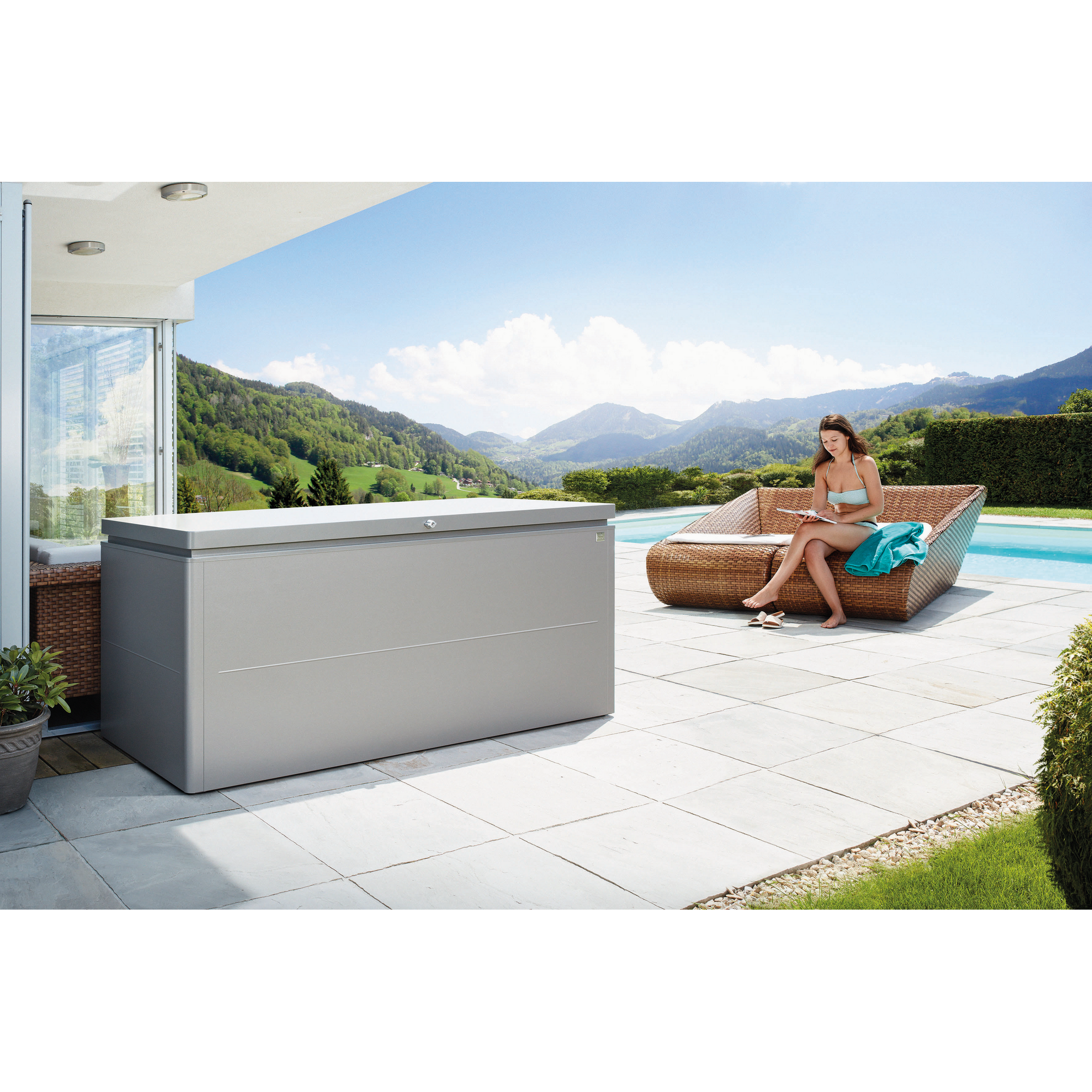 Aufbewahrungsbox 'LoungeBox 200' quarzgrau metallic 200 x 84 x 88,5 cm + product picture