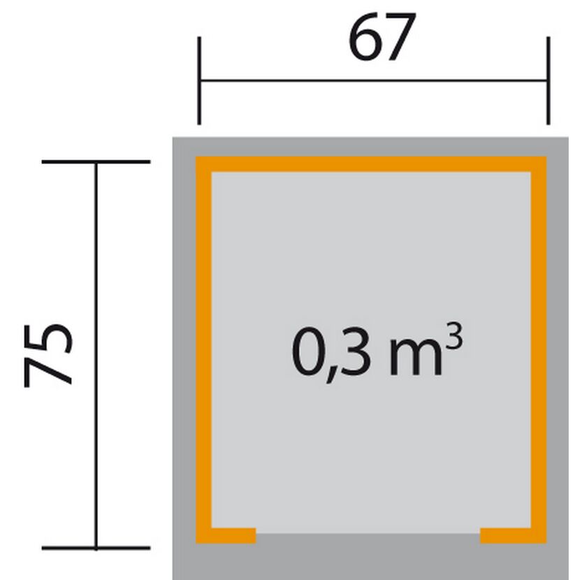 Rasenroboter-Garage, Maße 75 x 67 cm, 0,3 m³