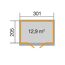 Abmessungen des Gartenhauses: 301 x 205 cm, 12,9 m³