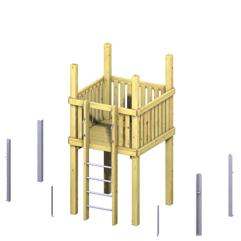 Holzturm mit Leiter und Geländer