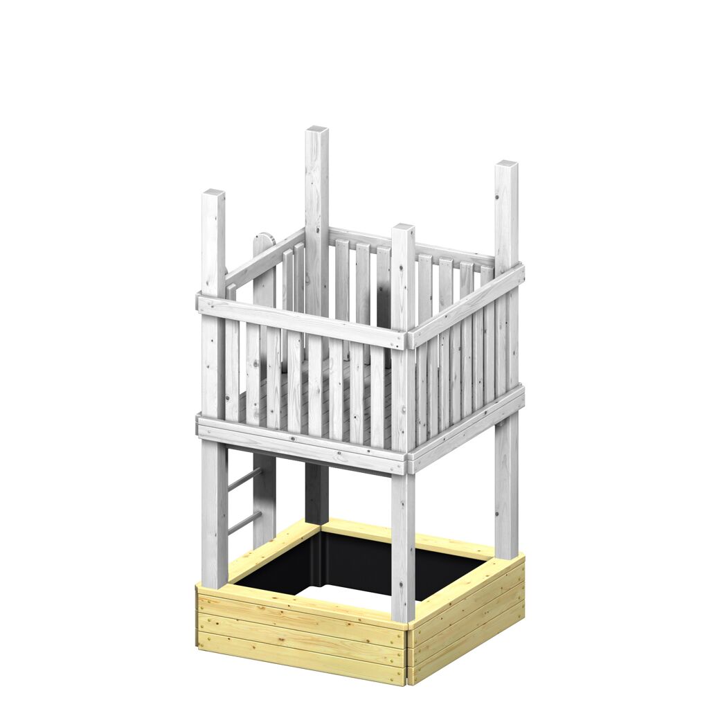 Spielturm aus Holz mit Sandkasten