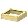 Quadratischer Holzsandkasten.