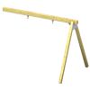 Holzbalken mit Aufhängevorrichtungen für eine Schaukel.