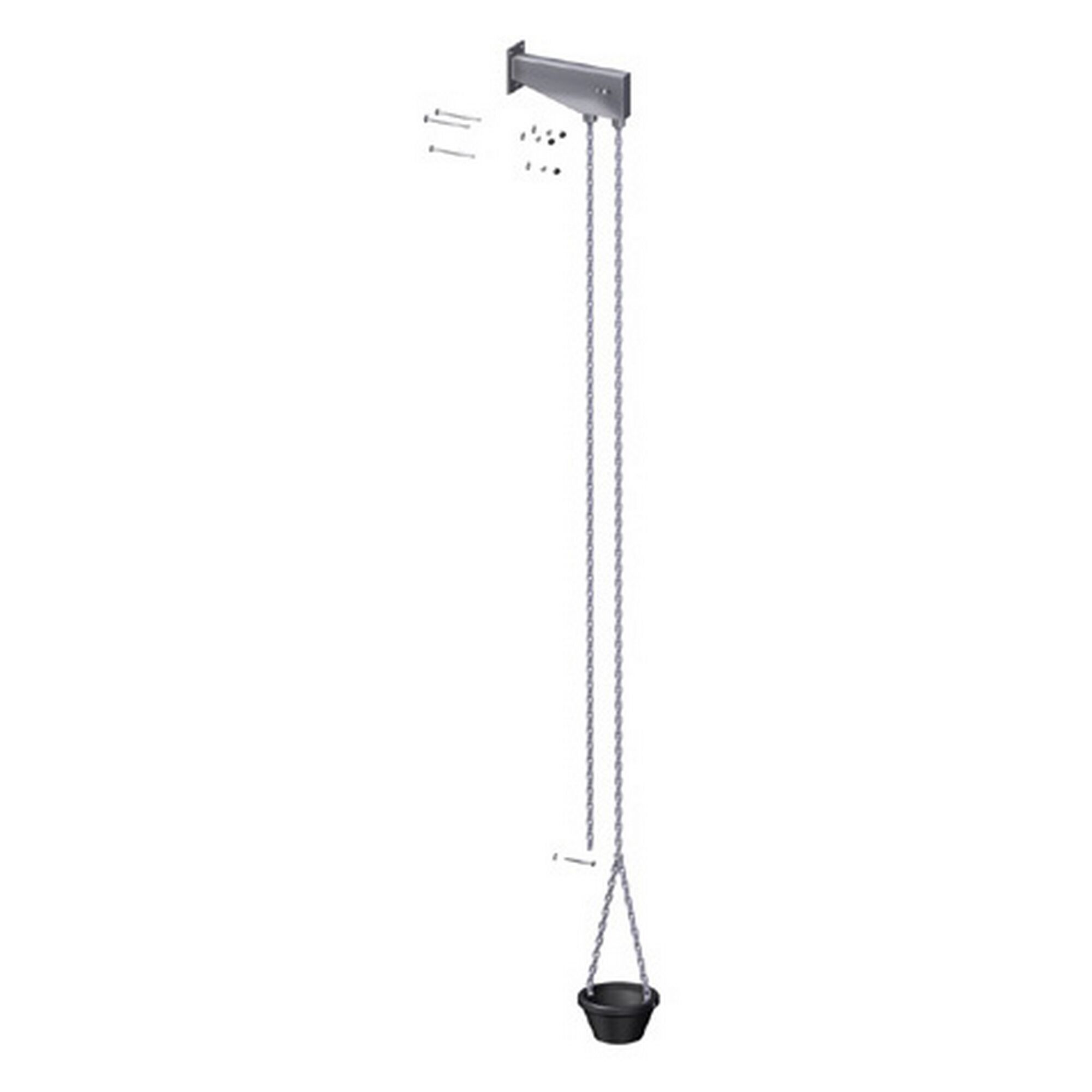 Schwarzer Sandeimer mit Kette und Aufhängung