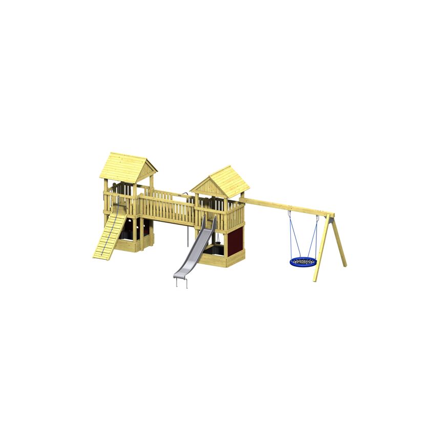 Spielturm WIN PRO Variante 8 mit Rutsche und Nestschaukel