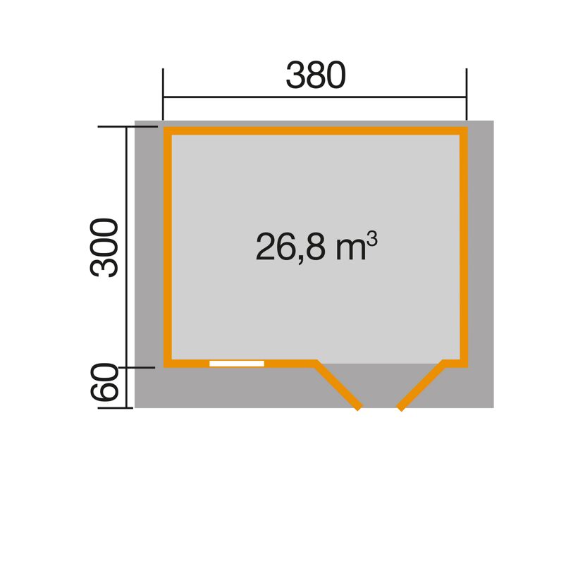 Skizze Premium Gartenhaus Typ 136 mit Maßen