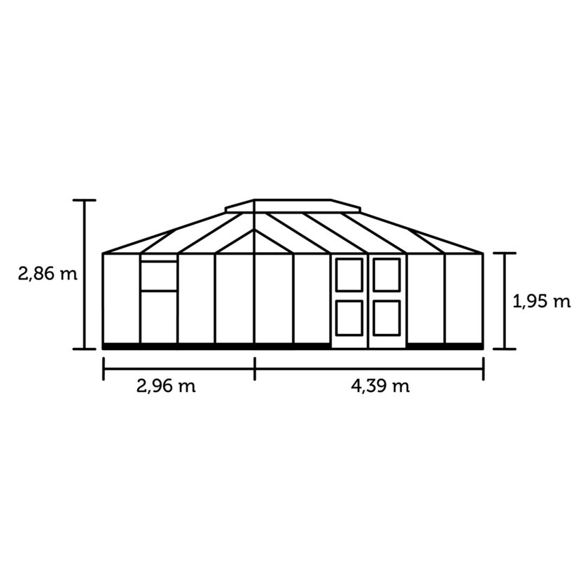 Gewächshaus Grand Oase mit Maßen