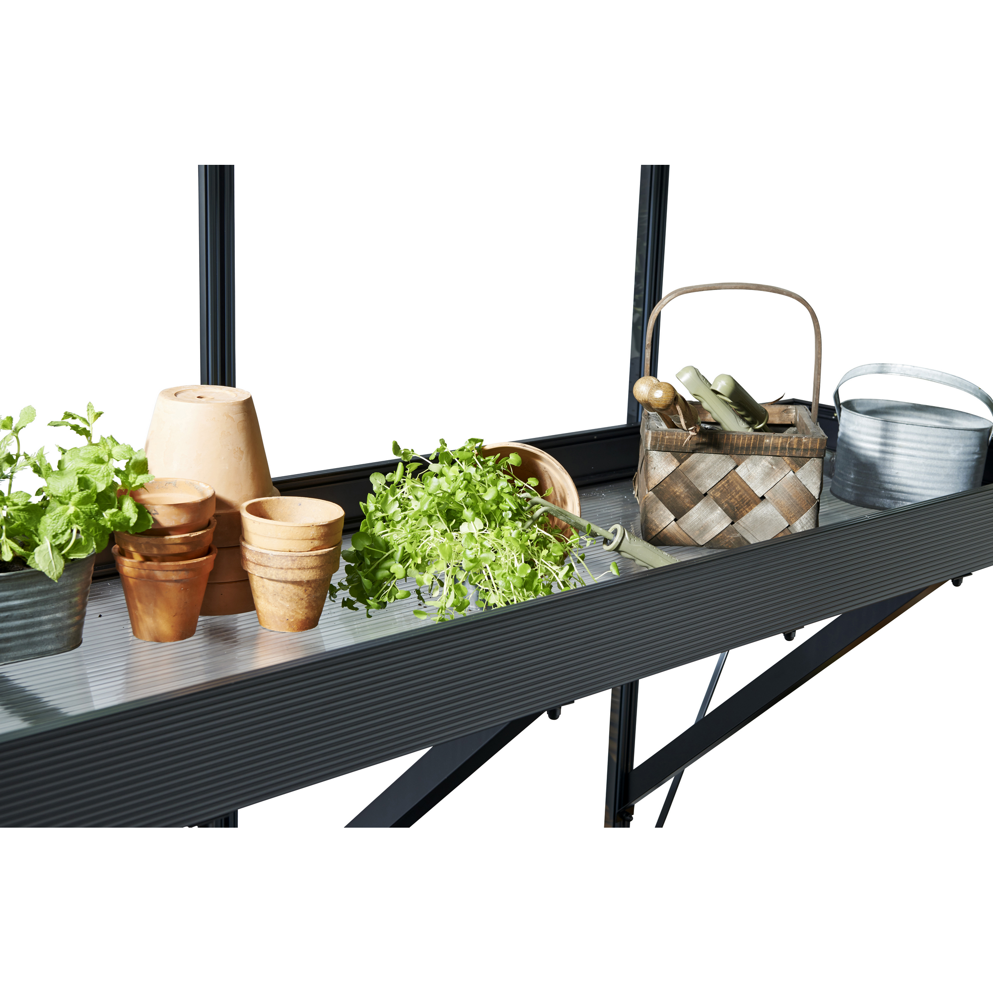 Regal für Gewächshaus aus Aluminium, schwarz, 213 x 15 cm + product picture