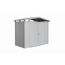 Geräteschrank aus Metall mit Doppeltür und Pultdach.