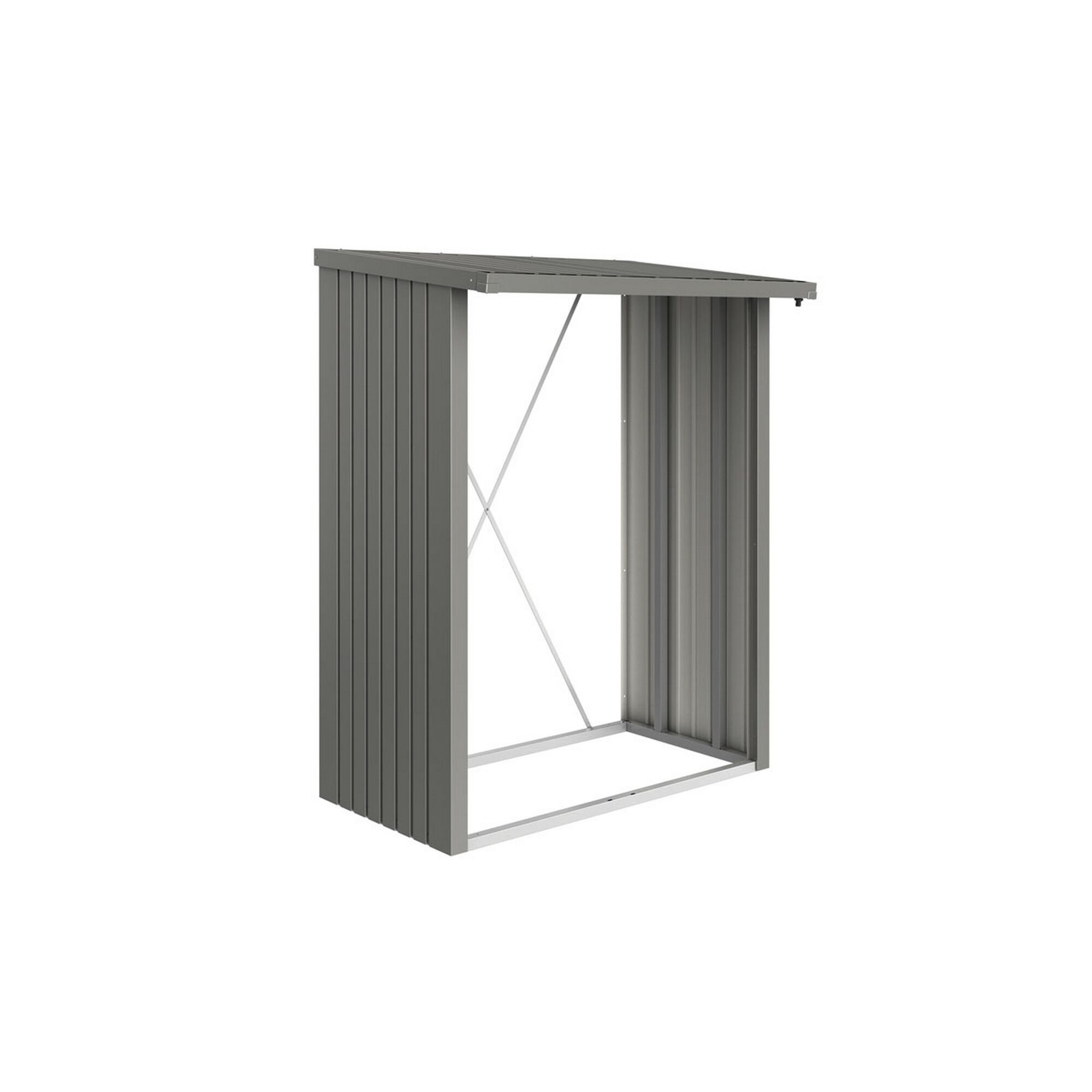 Grauer Geräteschuppen aus Metall