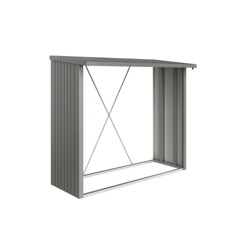 Brennholzlager 'WoodStock 230' quarzgrau metallic 229 x 102 x 199 cm