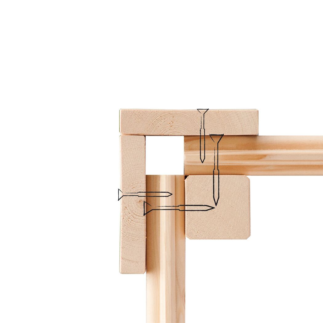 Holzkonstruktion mit Schrauben.