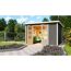 Gartenhaus Schönfeld 5 terragrau mit geöffneten Türen