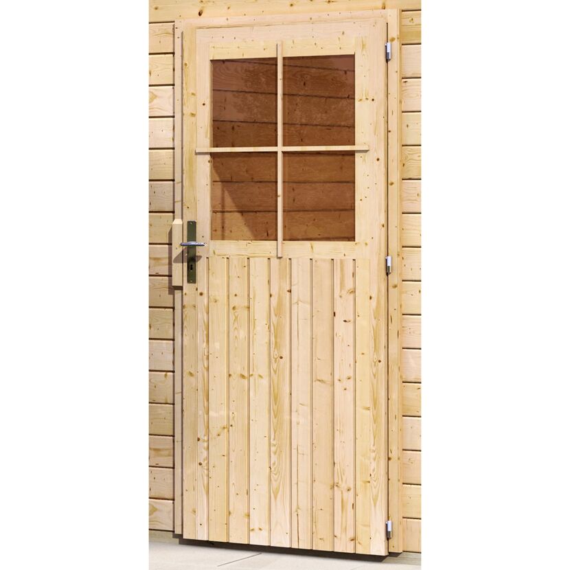 Holztür mit vier Glaseinsätzen