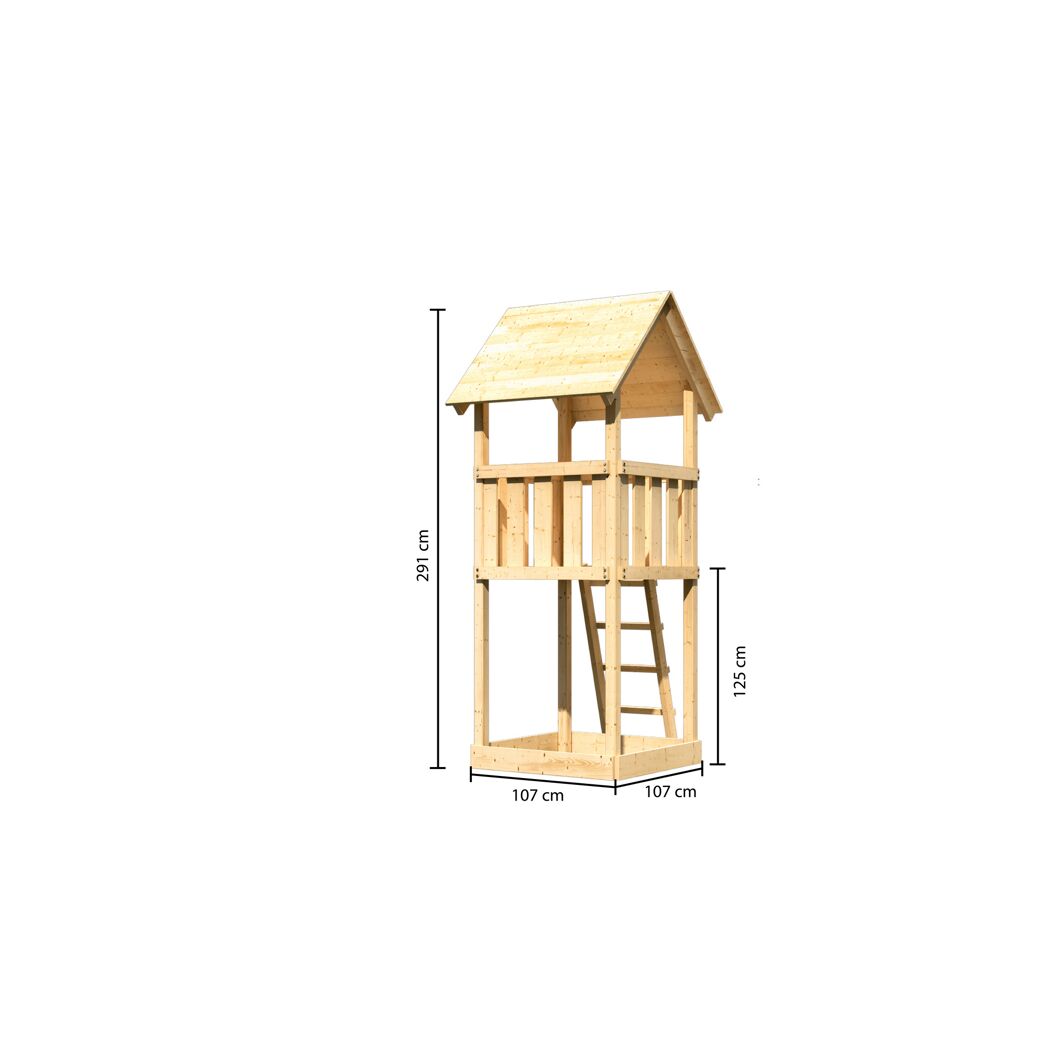 Spielturm Lotti aus Holz naturbelassen