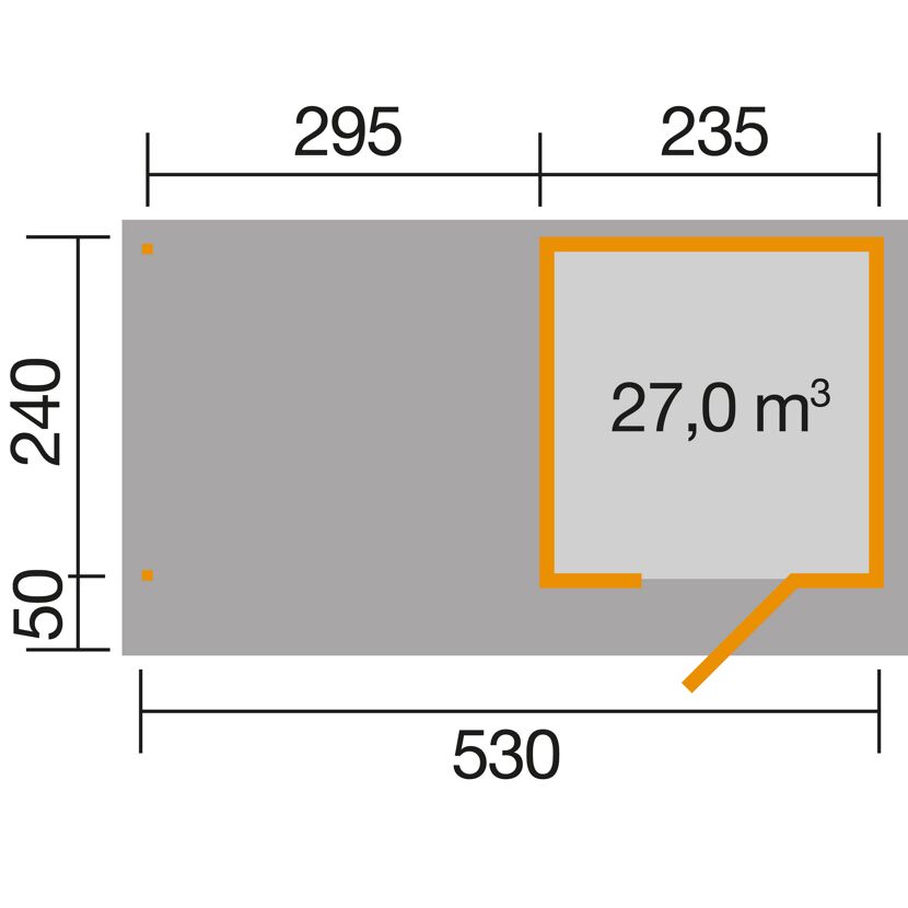 Abmessungen des Designhauses wekaLine Gr.2 anthra. m.A.