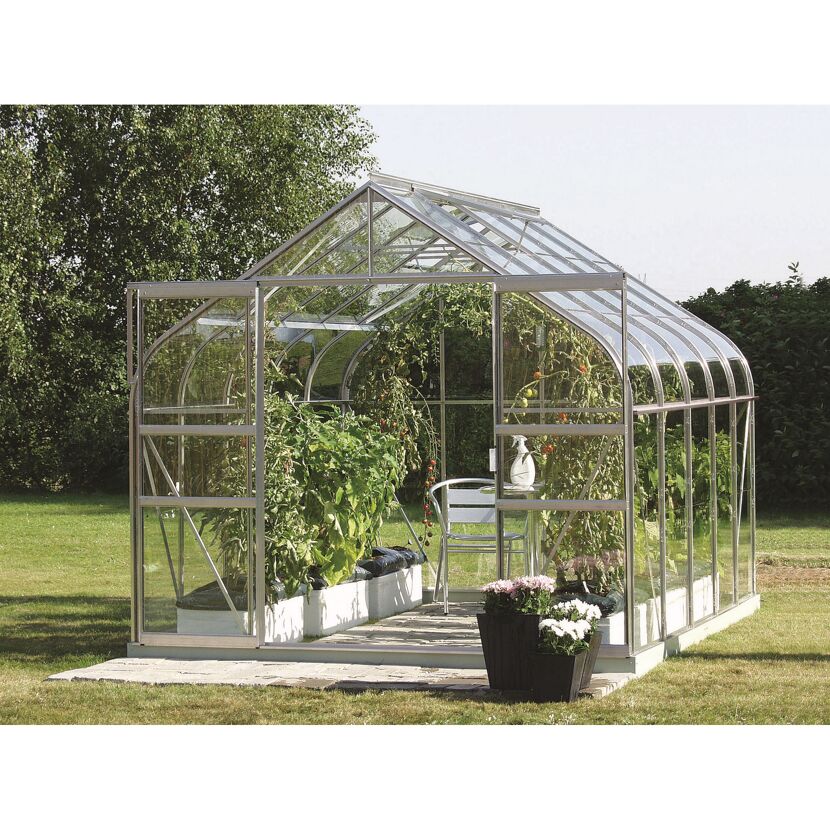 Gewächshaus 'Diana 8300' 254,4 x 316,6 cm mit 3 mm Sicherheitsglas aluminiumfarben