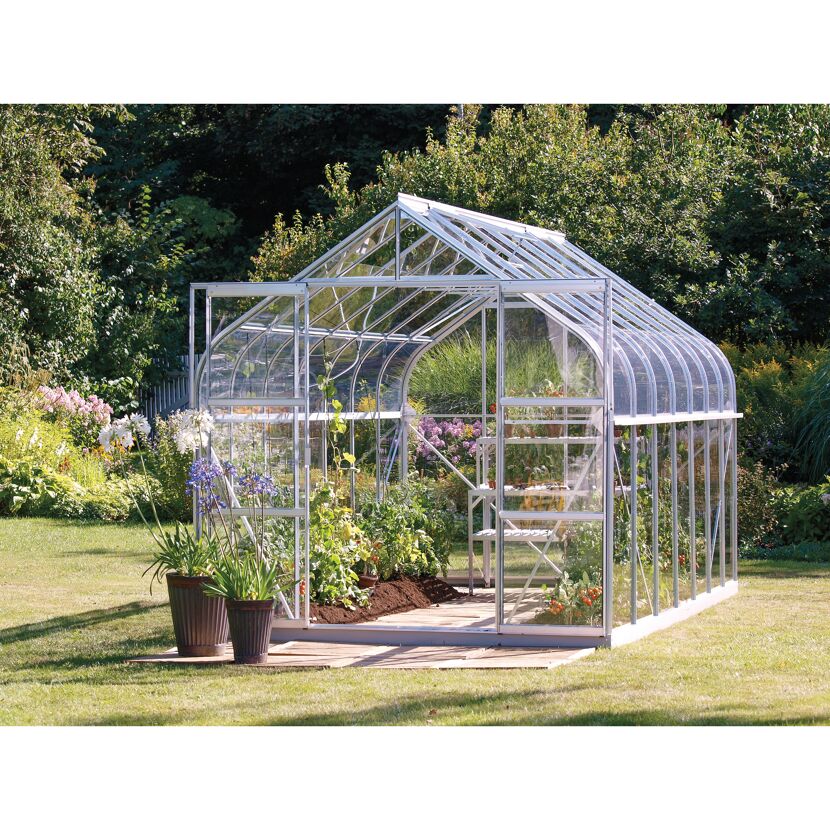Gewächshaus 'Diana 11500' 254,4 x 441 cm mit 3 mm Sicherheitsglas aluminiumfarben