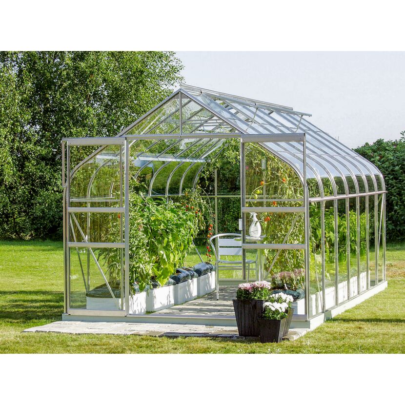 Gewächshaus 'Diana 11500' 254,4 x 441 cm mit 3 mm Sicherheitsglas aluminiumfarben