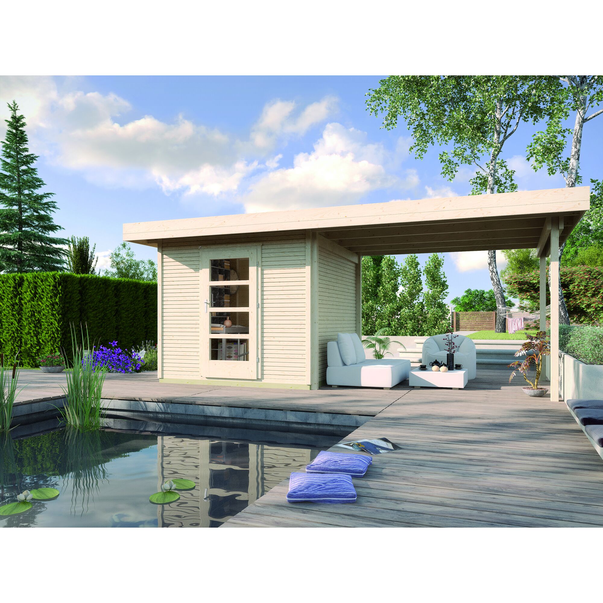 Gartenhaus mit Terrasse am Pool