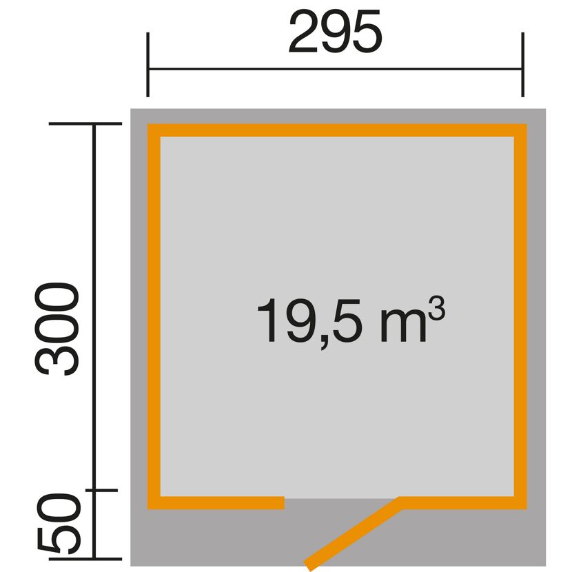 Gartenhaus '172' 295 x 300 cm, naturfarben