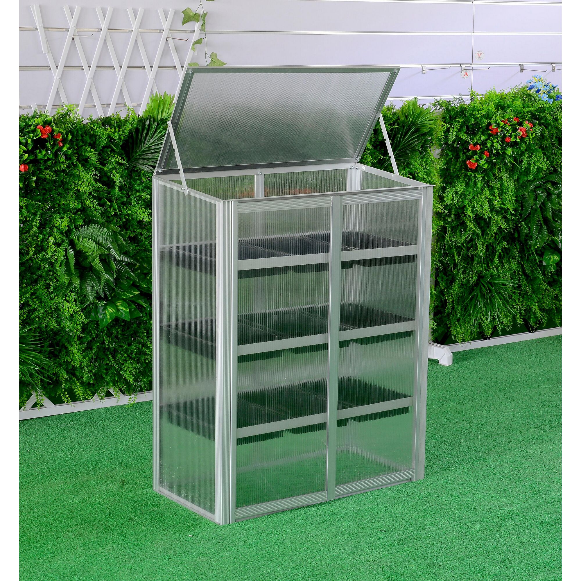 Kleines Gewächshaus mit mehreren Ebenen und Deckel
