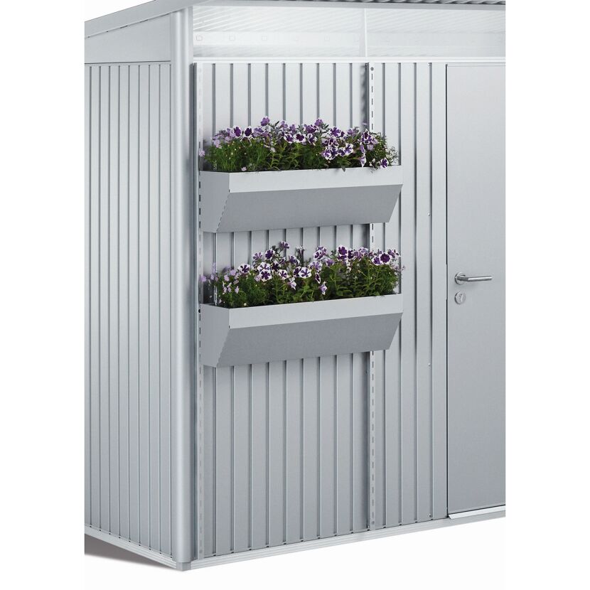 Pflanzgefäß 'FloraBoard' silber-metallic für Gerätehaus 'AvantGarde', 'HighLine', 'Panorama'