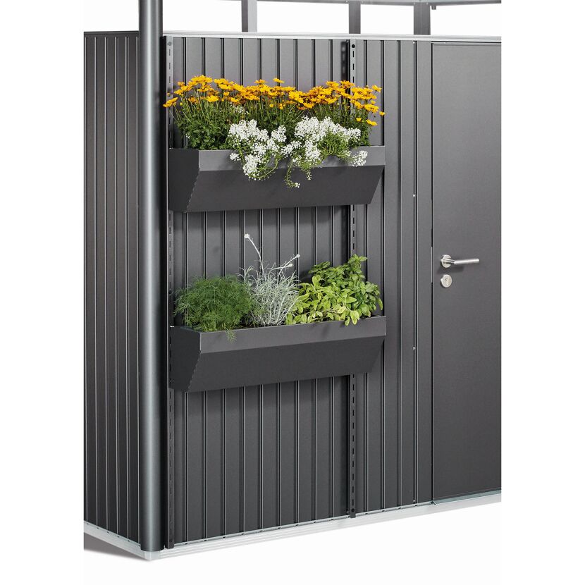 Pflanzgefäß 'FloraBoard' dunkelgrau-metallic für Gerätehaus 'AvantGarde', 'HighLine', 'Panorama'