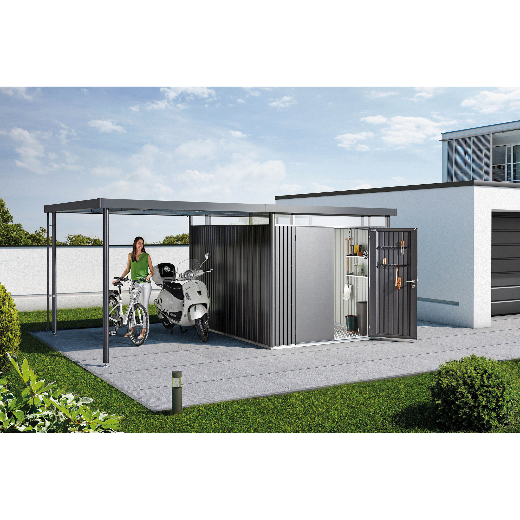 Seitendach dunkelgrau-metallic 315 x 282 x 222 cm für Gerätehaus 'HighLine' H5 + product picture