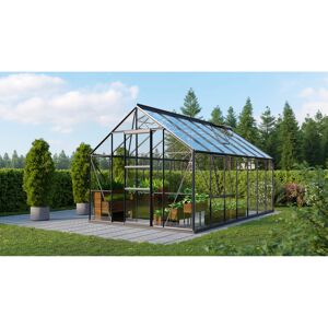 Gewächshaus 'Meridian 1 11500' 11,5 m² 254,4 x 441 cm 3 mm Sicherheitsglas schwarz