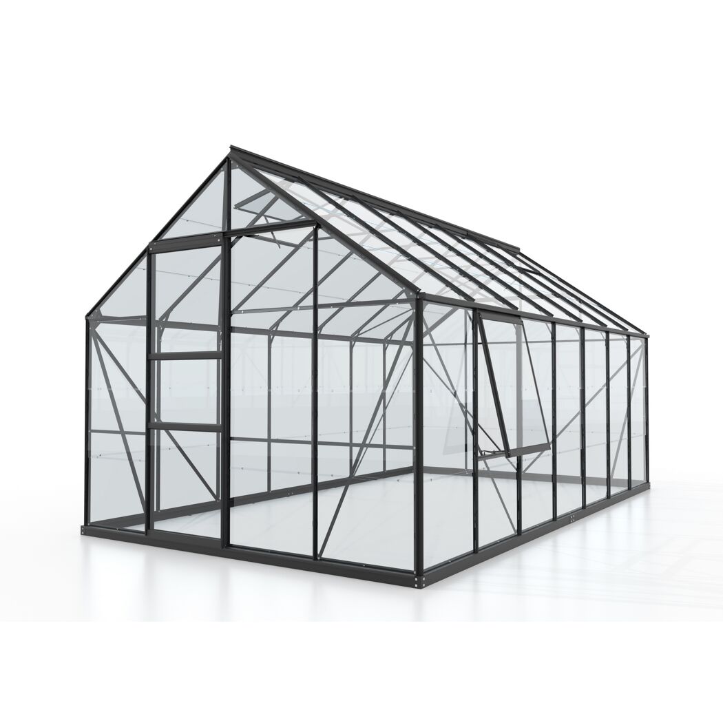 Gewächshaus 'Meridian 1 11500' 254,4 x 441 cm mit 3 mm Sicherheitsglas schwarz