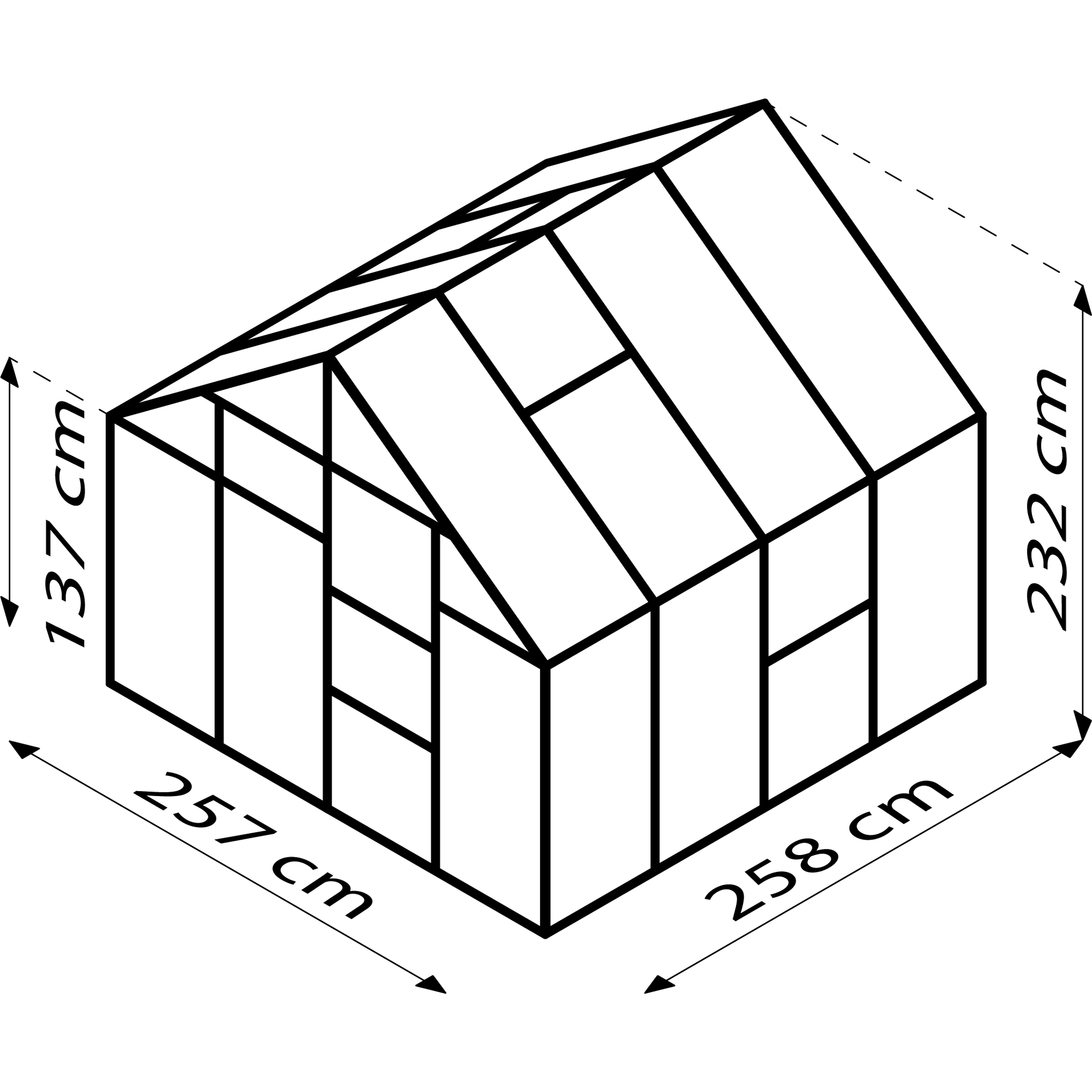 Gewächshaus 'Meridian 1 6700' 6,7 m² 254,4 x 254,4 cm 4 mm Hohlkammerplatten aluminiumfarben + product picture