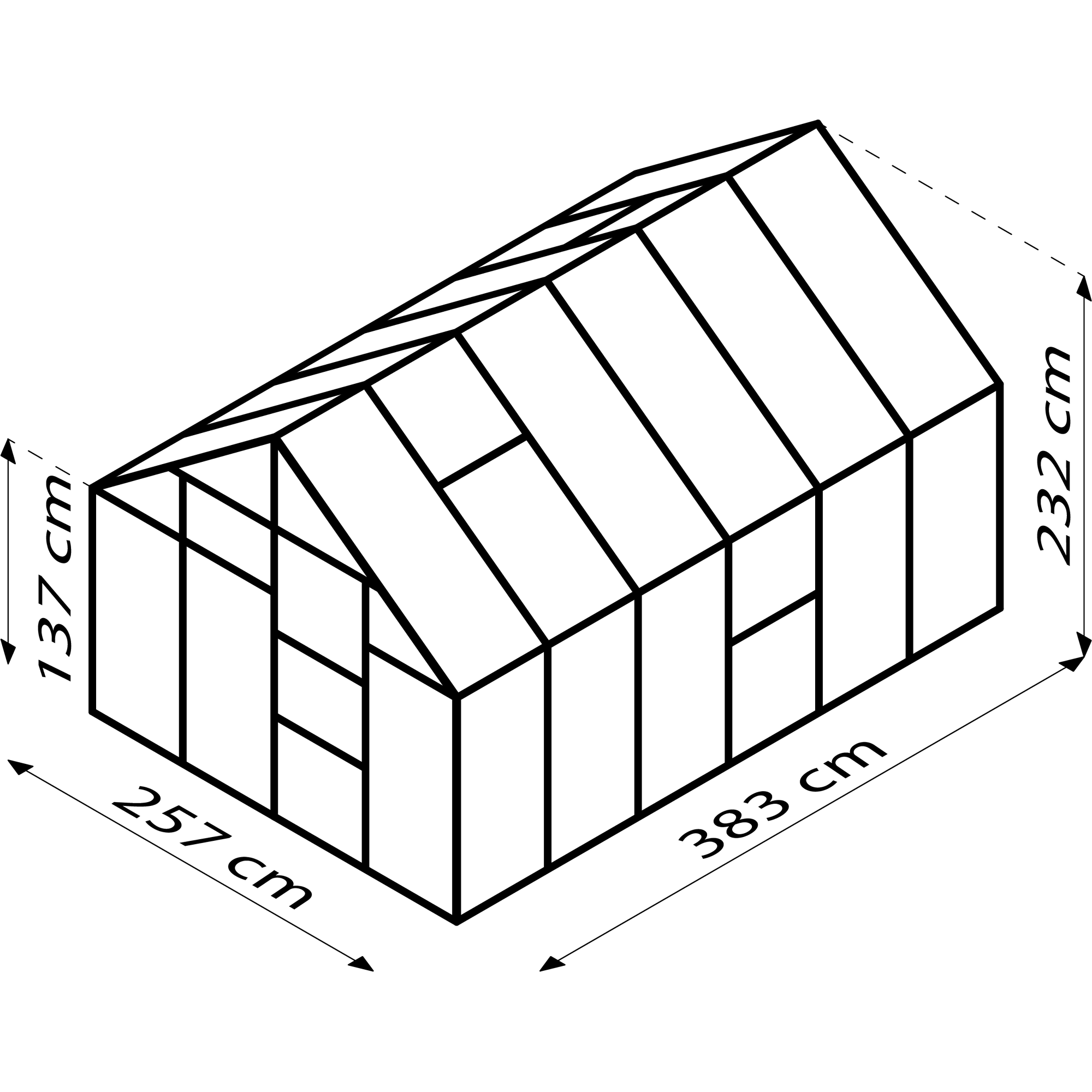 Gewächshaus 'Meridian 1 9900' 9,9 m² 254,4 x 378,8 cm 4 mm Hohlkammerplatten aluminiumfarben + product picture