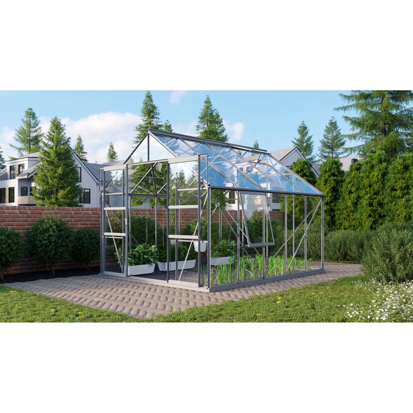 Gewächshaus Meridian 2 8300 mit Pflanzen