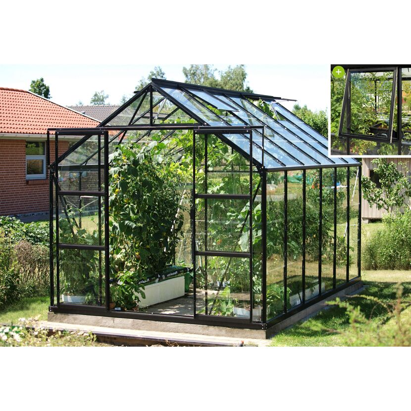 Gewächshaus Jupiter 9900 mit geöffnetem Fenster