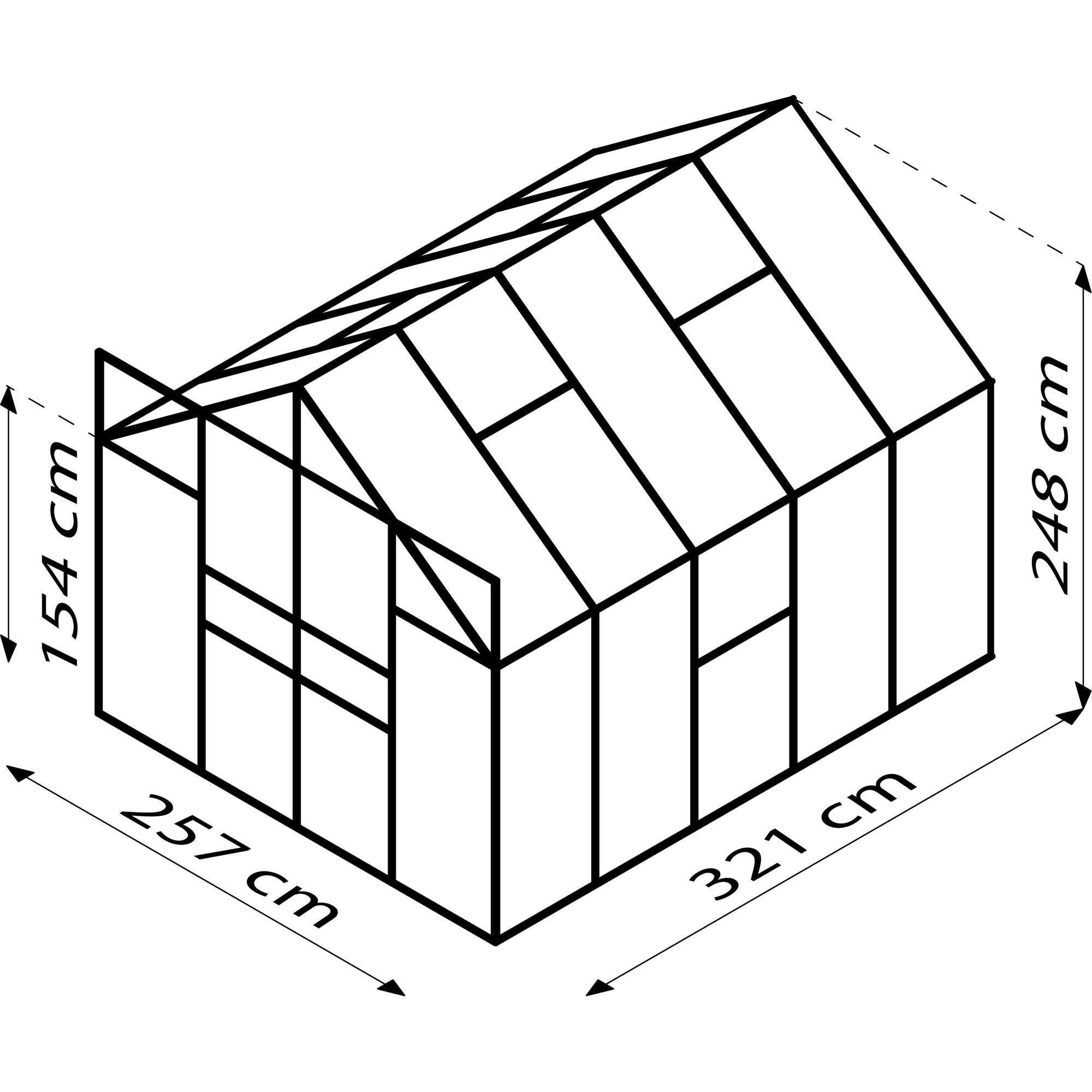 Gewächshaus 'Jupiter 8300' 8,3 m² 254,4 x 316,6 cm 3 mm Sicherheitsglas schwarz + product picture