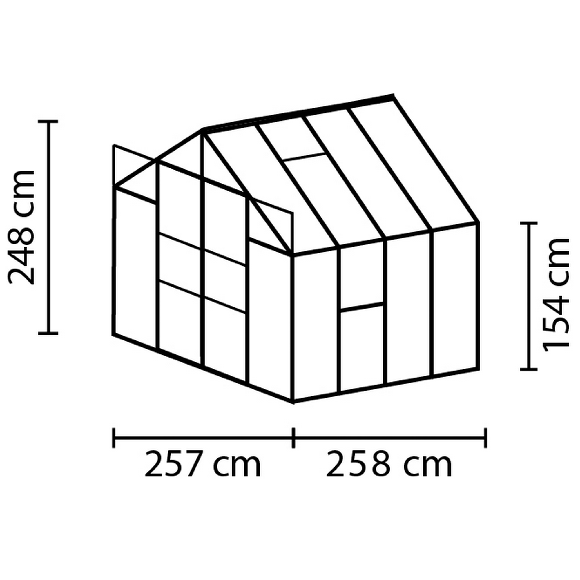 Gewächshaus 'Jupiter 6700' 6,7 m² 254,4 x 254,4 cm 3 mm Sicherheitsglas schwarz + product picture