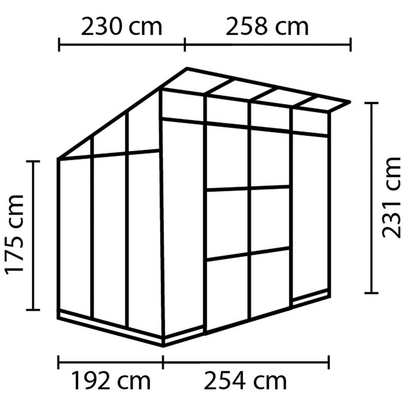 Gewächshaus Playa 5900 HKP6mm mit Maßen