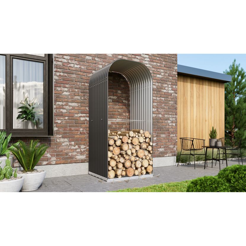 Metall Kaminholzregal Ardor mit Holzscheiten
