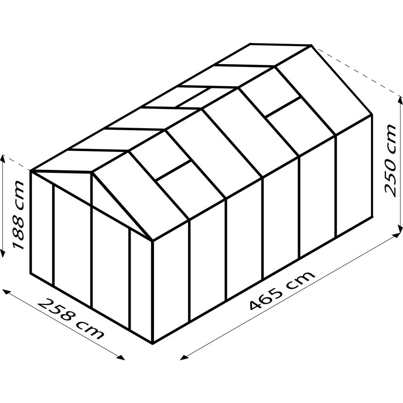 Gewächshaus Zeus Comfort mit Maßen