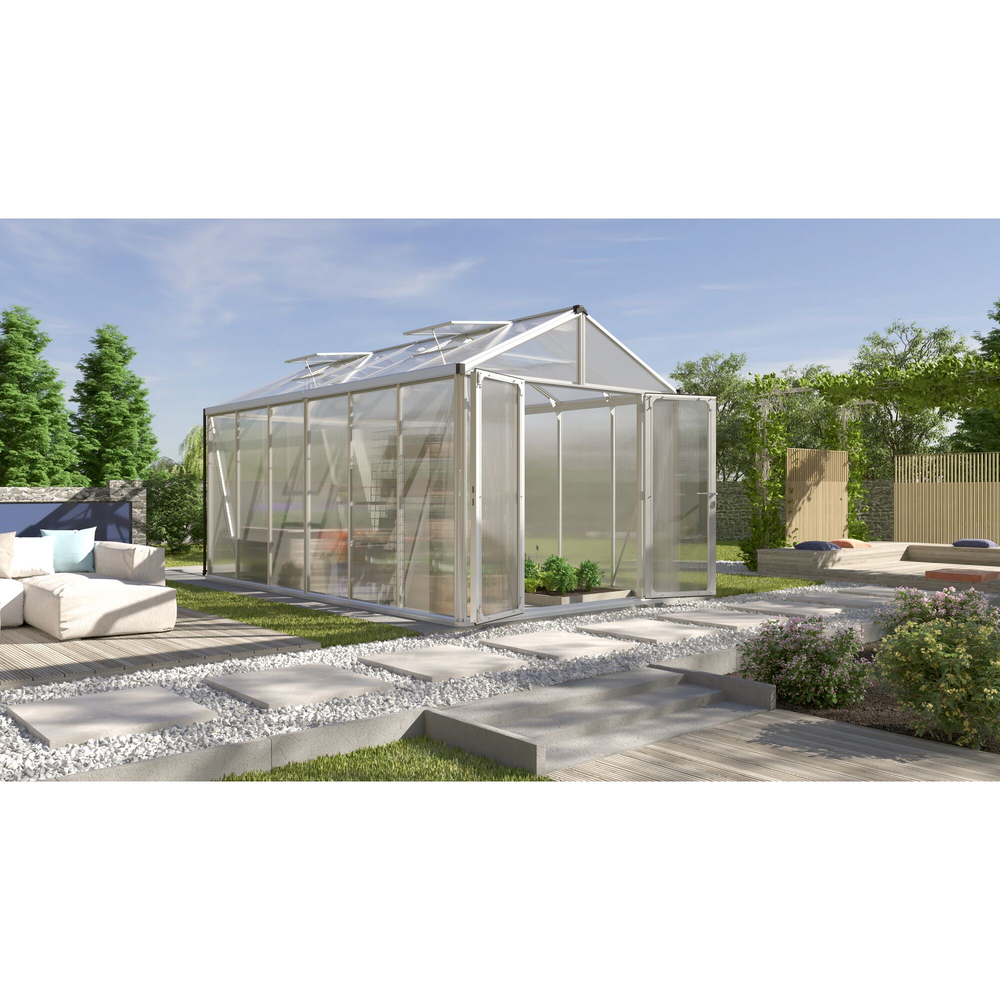 Gewächshaus Zeus Comfort im Garten