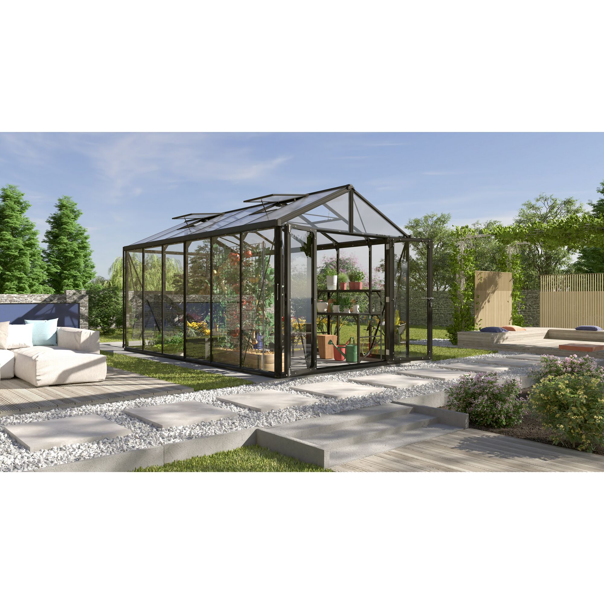 Gewächshaus Zeus Comfort im Garten