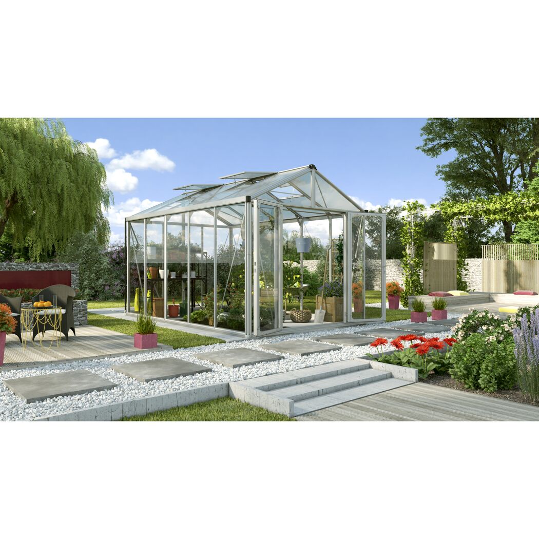 Gewächshaus Zeus Comfort 10000 ESG/HKP im Garten