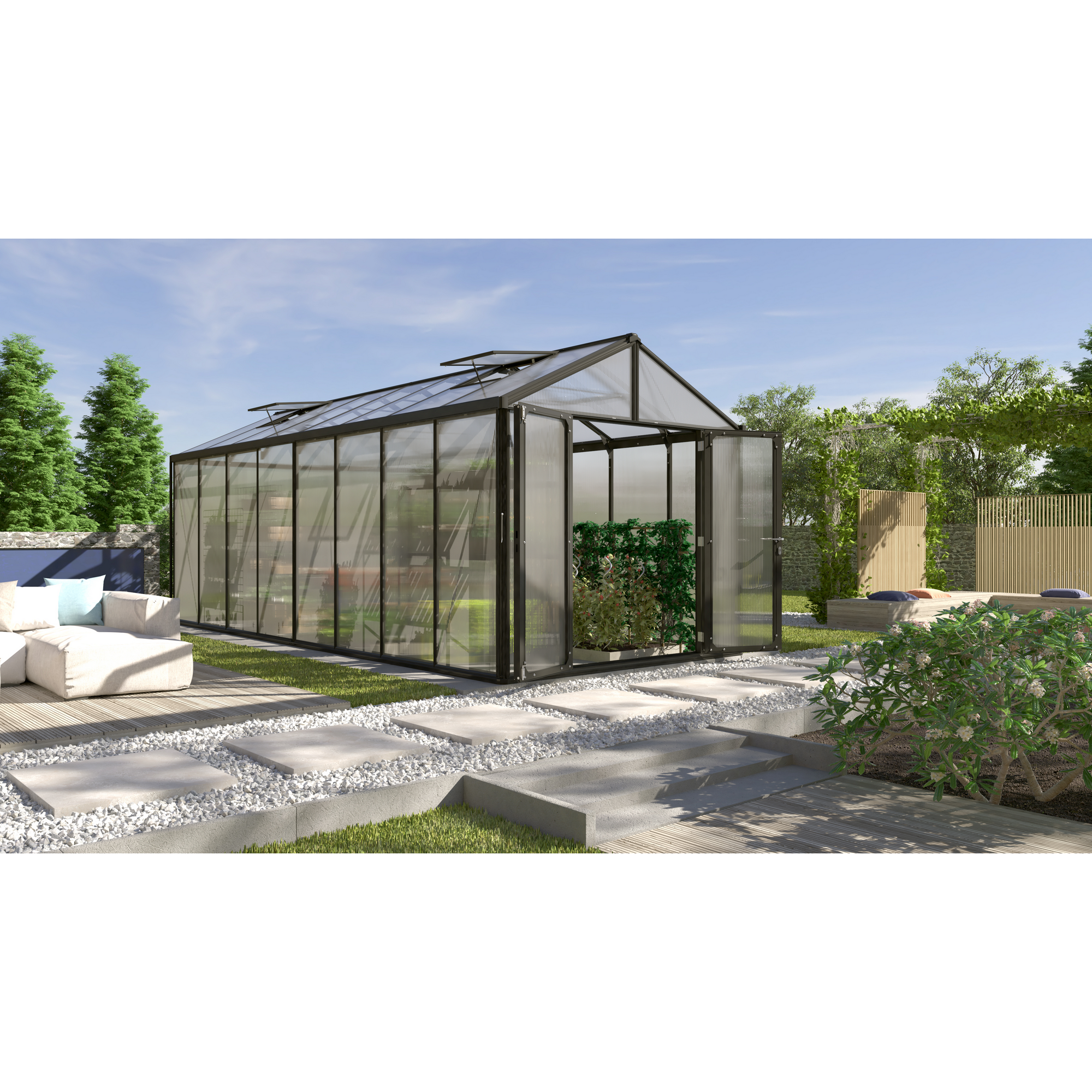 Vitavia Gewächshaus ‚Zeus Comfort 15700‘ 16 mm schwarz 266 x 622 cm