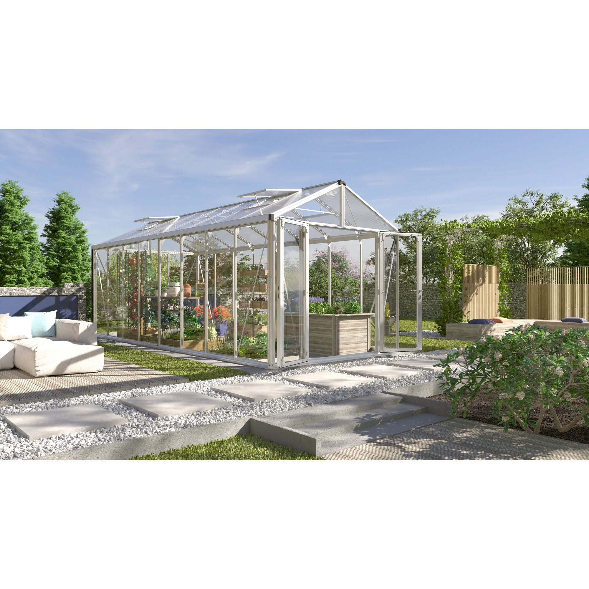 Gewächshaus Zeus Comfort im Garten